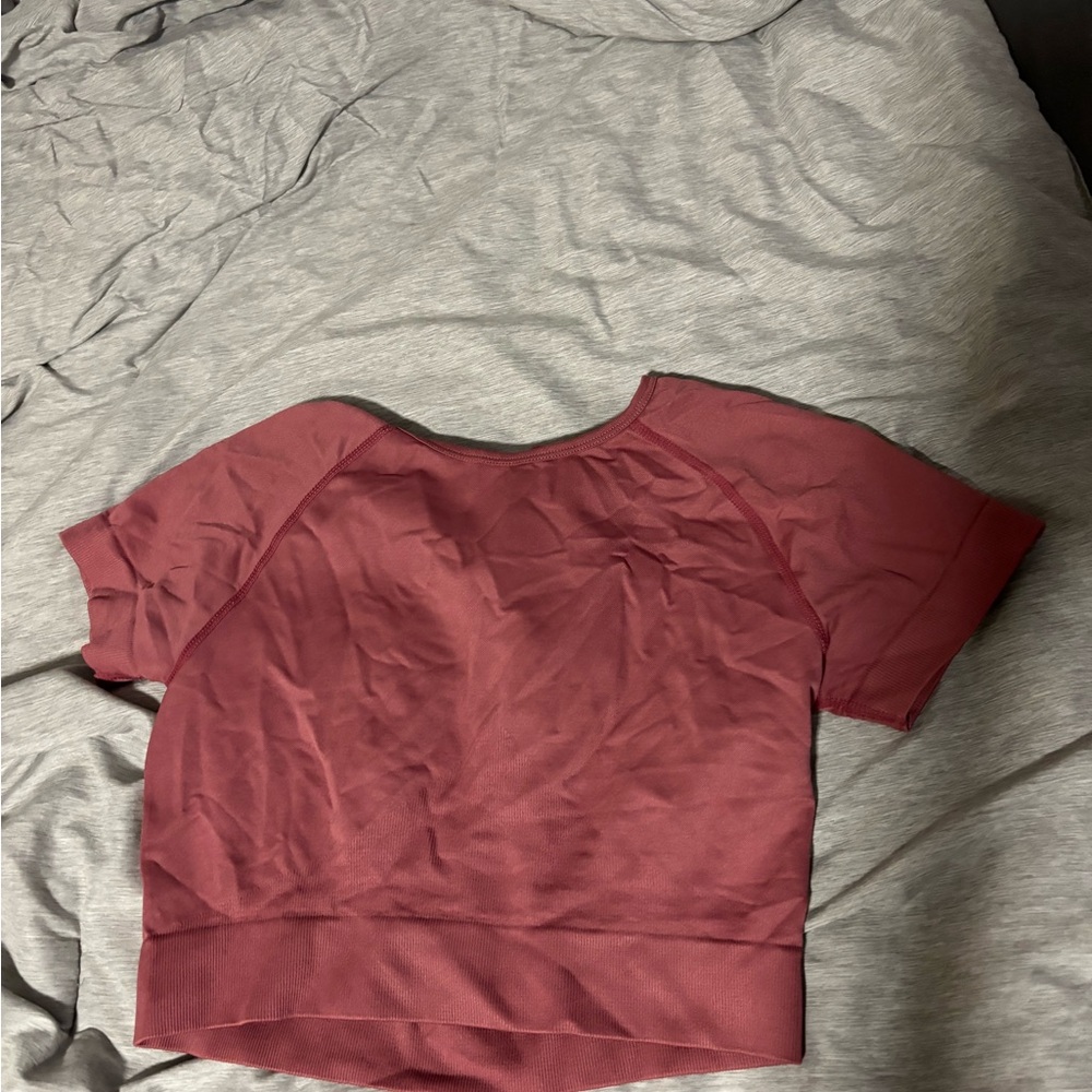 Women's Short Sleeve Cropped Athletic Top in Dusty Rose